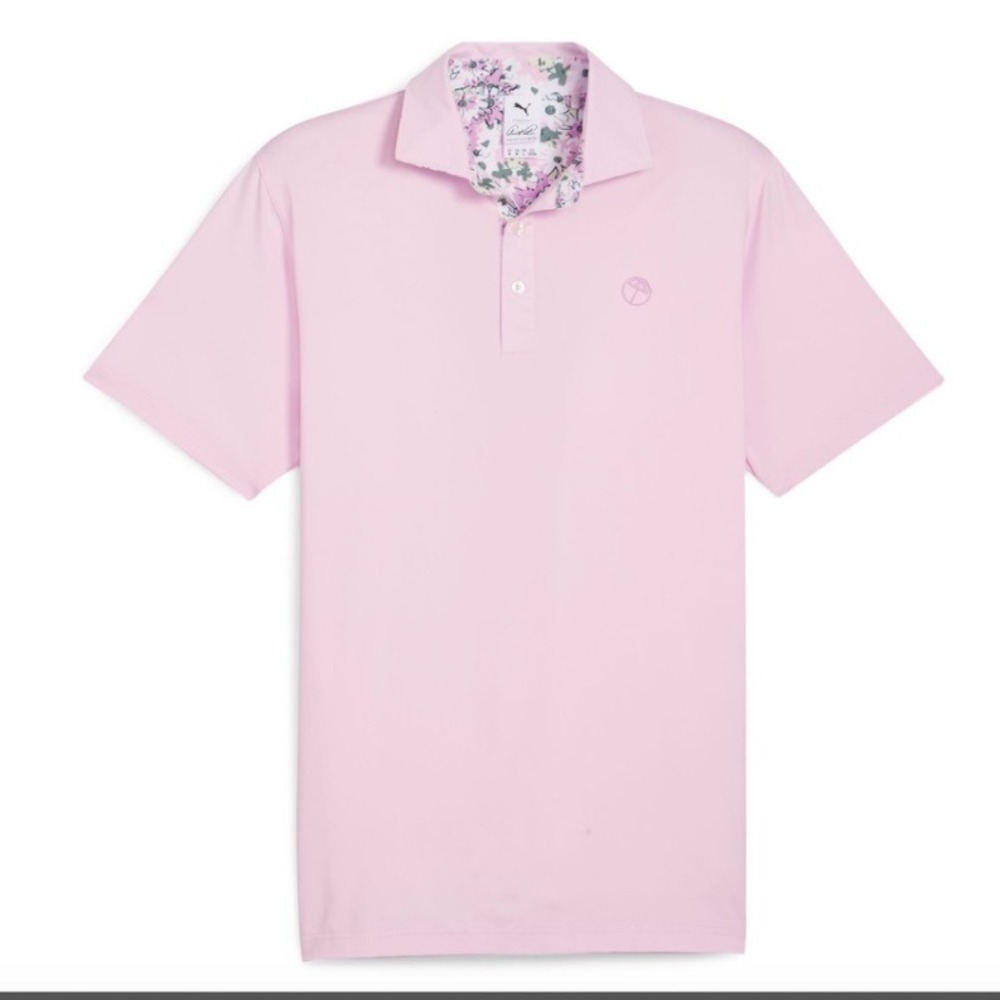 NWT Puma x Arnold Palmer Floral Trim Pink Golf Polo Men's Size Small